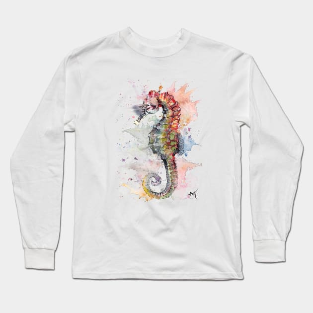 Seahorse Long Sleeve T-Shirt by Andraws Art